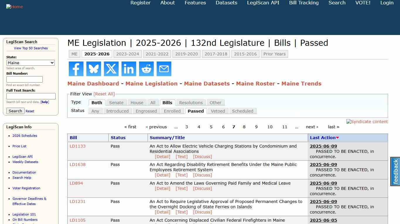 ME Legislation 2025-2026 132nd Legislature Bills Passed LegiScan