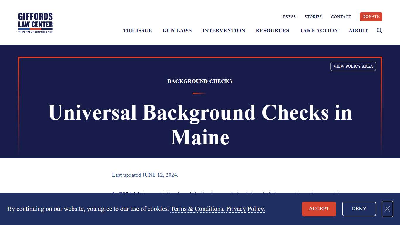 Universal Background Check Laws in Maine Giffords